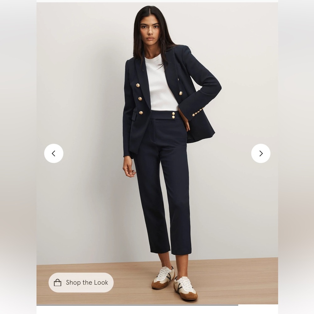 NWT Veronica Beard Renzo Pant - Navy w/gold buttons